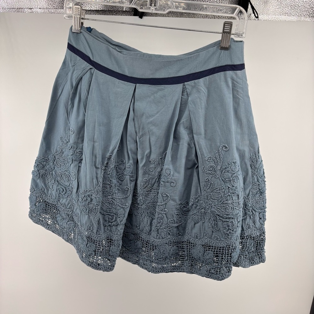 New Look Black Flared Knee Length Skirt Embroidered Satin Ribbon Tie Y2K